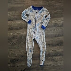 2t The Children's Place Bear Gray Blue Footies Zipper 1 Piece DADDY'S TOUGH GUY